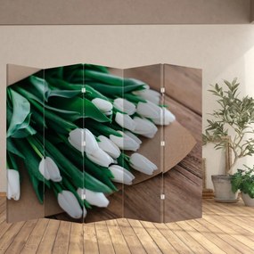 Paravan - Buchet de lalele albe (210x170 cm)