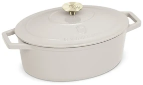 Oală din fontă emailată ovală cu capac 30 cm, 4.65L – Berlinger Haus Sahara Collection BH 6540, crem, pentru cuptor și coacere lentă