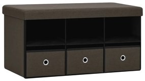 338807 vidaXL Bancă depozitare pliabilă maro închis 76x38x38cm imitație pânză