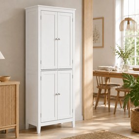 HOMCOM Dulap De Baie Slim Cu 2 Uși, Rafturi Reglabile, MDF, Metal, 60x30x170 cm, Alb | Aosom Romania