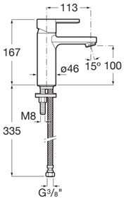 Roca A5A3296C00 - Baterie pentru lavoar + ventil de scurgere NAIA 16,7 cm crom lucios