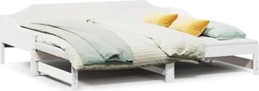 vidaXL Pat de zi cu extensie, alb, 90x190 cm, lemn masiv de pin