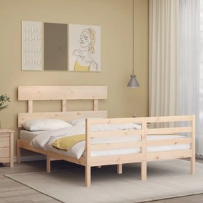 3195066 vidaXL Cadru de pat cu tăblie, dublu, lemn masiv