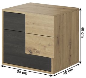 Noptieră Bacuzza (negru pin nórska + stejar artisan). 1044460