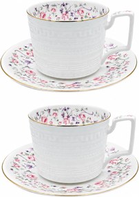 Serviciu din Portelan fosfatic, ROMANCE, 2 Cesti si Farfurii, 250 ml