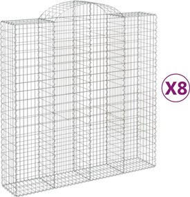 vidaXL Coșuri gabion arcuite, 8 buc 200x50x200/220 cm, fier galvanizat