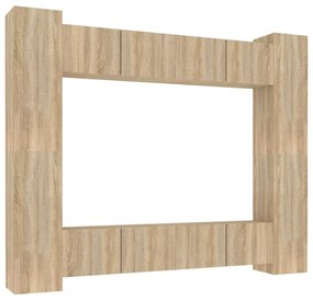 vidaXL Set dulap TV, 8 piese, stejar sonoma, lemn prelucrat
