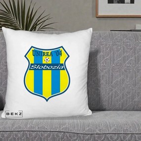 Perna Personalizata Unirea '04 Slobozia Fotbal, 40x40 cm, Alb Pufos, Husa Detasabila, Perna Inclusa, BEKZ®