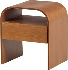 Noptieră în culoare naturală cu rafturi Momo – WOOOD