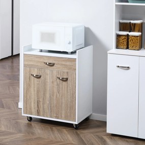 HOMCOM Cărucior Bucătărie Compact cu Dulap și Sertar, Mobilier Multifuncțional, 60x40x77cm, Design Modern | Aosom Romania