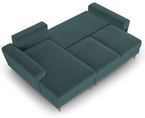 Colțar petrol extensibil, cu spațiu de depozitare cu tapițerie din catifea (cu colț pe partea stângă, cu șezlong) Kyoto – Cosmopolitan Design