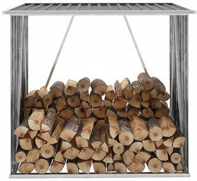 vidaXL Șopron de lemne de grădină, gri, 163x83x154 cm, oțel galvanizat