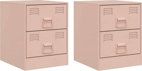 vidaXL Noptiere, 2 buc., roz, 34,5x39x44 cm, oțel
