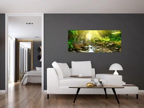 Tablou cu râul în pădurea verde (120x50 cm)