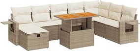 vidaXL Set canapele grădină cu perne 9 piese bej poliratan/lemn acacia
