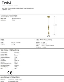 Lustra/Pendul LED design modern Twist auriu