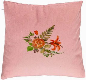 Perna Decorativa, Model Florale, 40x40 cm, Roz, Husa Detasabila, Perna Inclusa, BEKZ®
