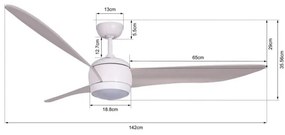 Ventilator LED de tavan Lucci air 512911 AIRFUSION LED/20W/230V lemn/alb + telecomandă