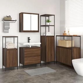 Set de baie vidaXL 5 piese, din lemn de stejar maro