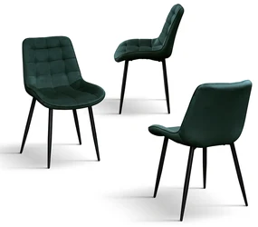 SET 4 Scaune Ernest catifea, structura metalica - VERDE - STANDARD - 4 BUCATI