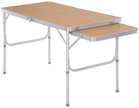 Outsunny Masa Pliabilă de Camping 5Kg, Ușor de Transportat, cu Panou Retractabil 120cm x 60cm x 40/70cm | Aosom Romania