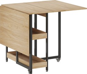 HOMCOM Masă de sufragerie pliabilă pe roți 4 persoane cu compartimente deschise, pentru spații mici, sufragerie, stejar | Aosom Romania