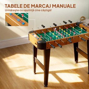 SPORTNOW mini masă de fotbal 92x75x71 cm, 22 jucători, 2 mingi, 8 bare, marcator, maro | Aosom Romania
