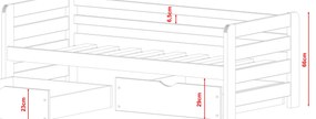 Pat pentru copii 90 x 200 cm Erin (cu somieră și sp. depozitare) (Alb). 1012941
