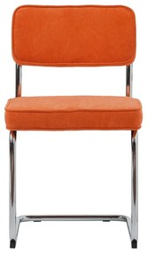 Scaun de dining portocaliu din catifea reiată Rupert – Unique Furniture