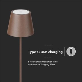 Lampă LED de podea 3în1, reglabilă, 4W, 5V, 4400mAh, 3000K, IP54, maro