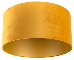 Abajur din catifea galben 50/50/25 cu interior auriu