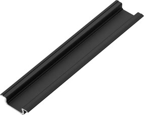 Set profil LED incastrat Glax GTV, din aluminiu, negru mat, cu guler lateral si dispersor alb mat, 2 m Aluminiu, L:2000 mm; l:22 mm; H:6.2 mm, Glax,
