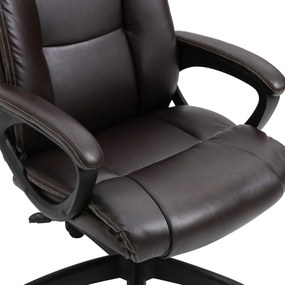 HOMCOM Fotoliu birou ergonomic reglabil cu roți pivotante 360°, tapițerie PU ciocolată, 64x73x106-115,5 cm | Aosom Romania