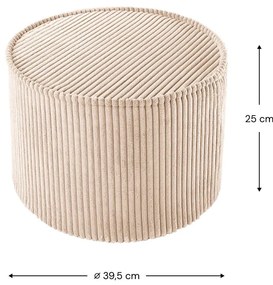 Puf de copii maro deschis cu tapițerie din catifea reiată – Wigiwama