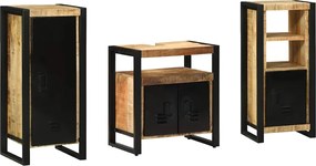 vidaXL Set de mobilier pentru baie cu sertar 3 pcs Lemn de mango solid