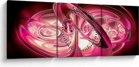 Tabloul cu fractali roz (cu ceas) (90x30 cm)