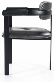Scaun Morris din piele si metal negru