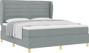 vidaXL Pat cu arcuri cu saltea Gri deschis 200 x 180 cm țesătură