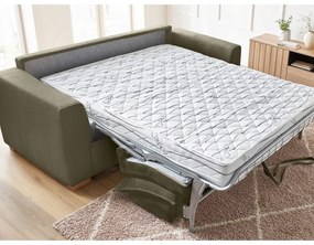 Canapea verde/maro extensibilă cu tapițerie din catifea reiată 225 cm Augustin – Bobochic Paris