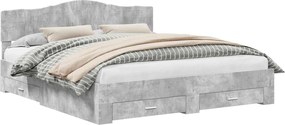 vidaXL Cadru de pat cu sertar Gri din beton 200 x 200 cm Lemn compozit
