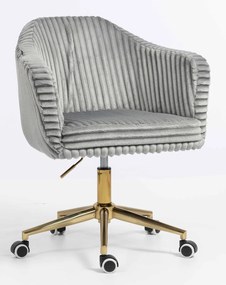 HR832K Scaun Gri Teddy Cord cu Bază Aurie