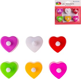 Lumanari LED tip lumanare de ceai in forma de inima HEARTS, set 6 bucati