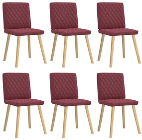 vidaXL Scaune de bucătărie pivotante, 6 buc., roșu vin, textil
