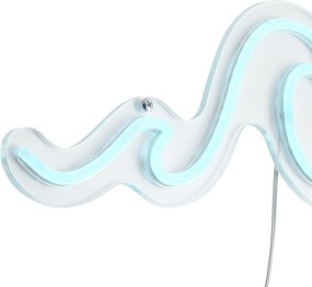 Lampă de perete neon albastră cu LED inclus - Wave