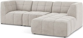 Colțar bej cu tapițerie din catifea (cu colț pe partea dreaptă/cu șezlong) Aloha – Makamii