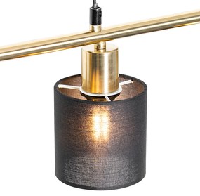 Lampă suspendată modernă alamă cu abajur negru 4 lumini - Merwe