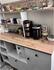 Set mobilier bucatarie Loura, alb si nuc