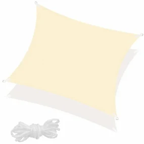 Prelata soare / vela umbrire patrata 4.0 x 4.0 m, protectie UV, umbrire 90%, 160 gsm, ecru
