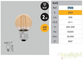 Bec LED E27 G45 FILAMENT AMBER 2W 2200K 17414