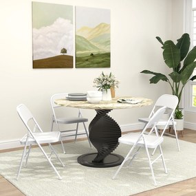 HOMCOM Set de 4 scaune pliante, scaune portabile de birou, picioare din metal, faltstuhl pentru birou, recepție, sala de așteptare, piele ecologică, alb | Aosom Romania